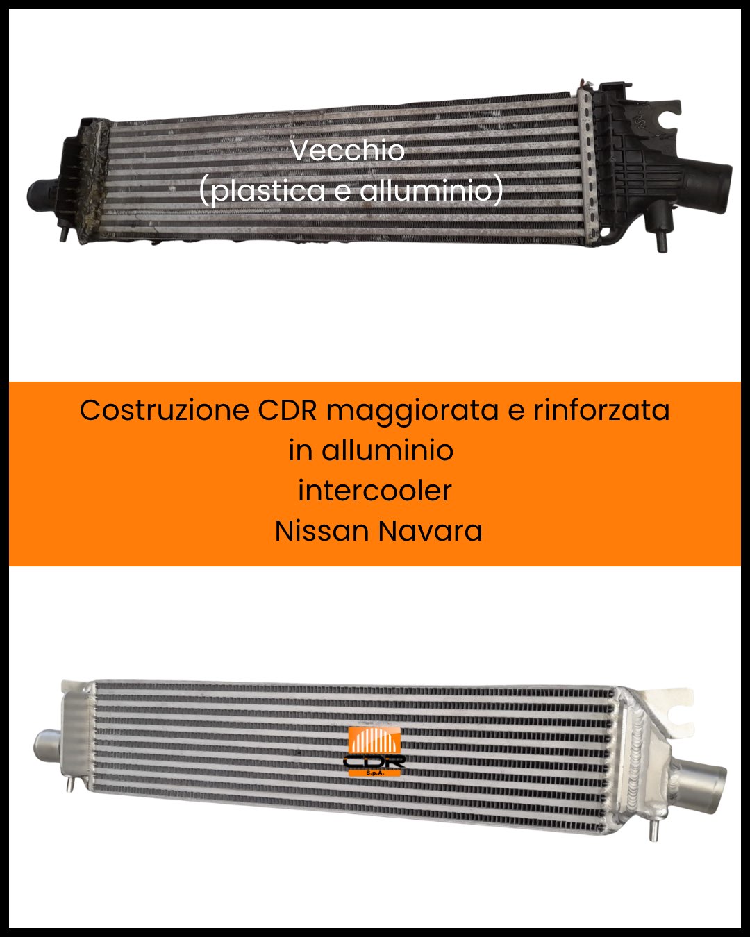 Costruzione CDR maggiorata e rinforzata in alluminio intercooler Nissan Navara