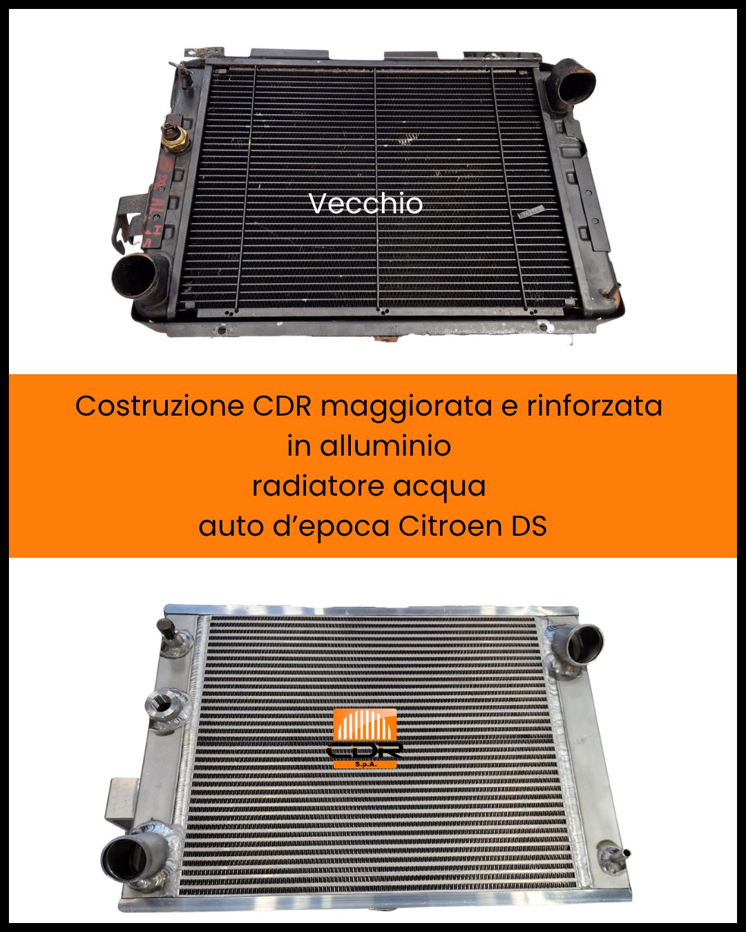 Costruzione CDR maggiorata e rinforzata in alluminio radiatore acqua auto depoca Citroen DS