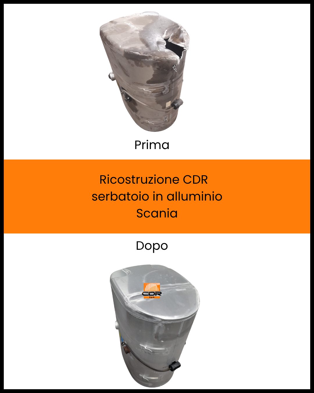 Ricostruzione CDR serbatoio in alluminio Scania